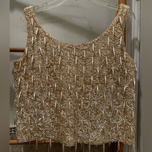 Vintage 60s 70s Sequin Beaded Embellished Tank Top